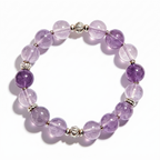 Natural Amethyst & Silver Accent Bead Bracelet