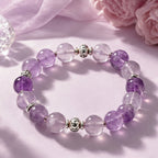 Natural Amethyst & Silver Accent Bead Bracelet