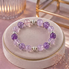 Natural Amethyst & Silver Accent Bead Bracelet