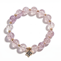 Lavender Quartz Beaded Bracelet with Floral Charm