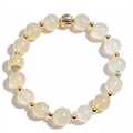 Pale Yellow Quartz Beaded Bracelet with Gold-Toned Accents