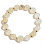 Pale Yellow Quartz Beaded Bracelet with Gold-Toned Accents