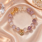 Multi-Color Quartz Beaded Bracelet with Gold-Toned Charm