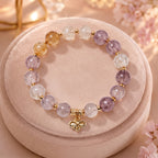 Multi-Color Quartz Beaded Bracelet with Gold-Toned Charm