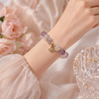 Multi-Color Quartz Beaded Bracelet with Gold-Toned Charm