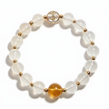 Milky Quartz Beaded Bracelet with Citrine Accent