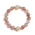 Strawberry Quartz Beaded Bracelet with Cream Accents