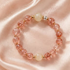 Strawberry Quartz Beaded Bracelet with Cream Accents