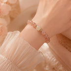 Strawberry Quartz Beaded Bracelet with Cream Accents