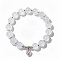 Translucent Crystal Beaded Bracelet with Silver Heart Charm
