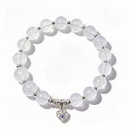 Translucent Crystal Beaded Bracelet with Silver Heart Charm