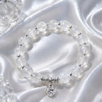 Translucent Crystal Beaded Bracelet with Silver Heart Charm