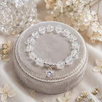 Translucent Crystal Beaded Bracelet with Silver Heart Charm
