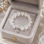 Translucent Crystal Beaded Bracelet with Silver Heart Charm
