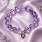 Natural Amethyst Beaded Bracelet with Celestial Charm
