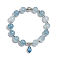 Hellblaues Aquamarin-Perlenarmband mit facettiertem Tropfen-Anhänger
